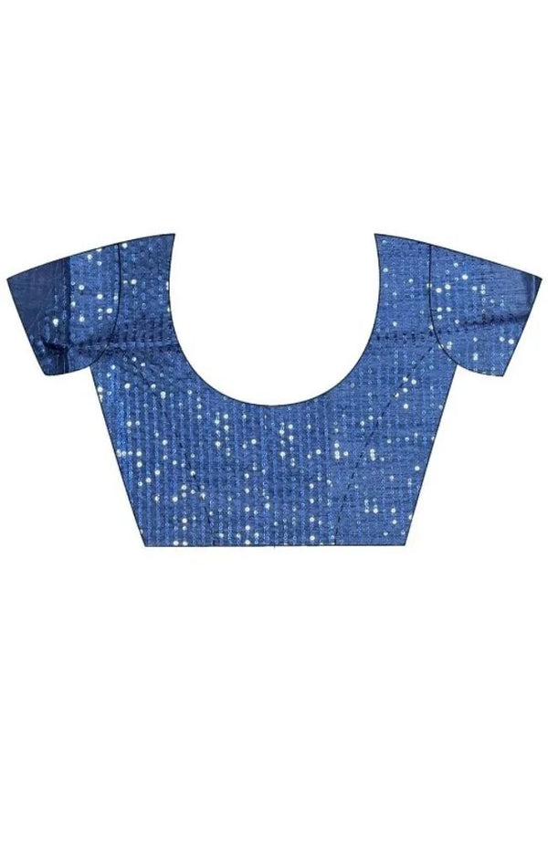 Navy Blue Sparkle Sequin Georgette Saree