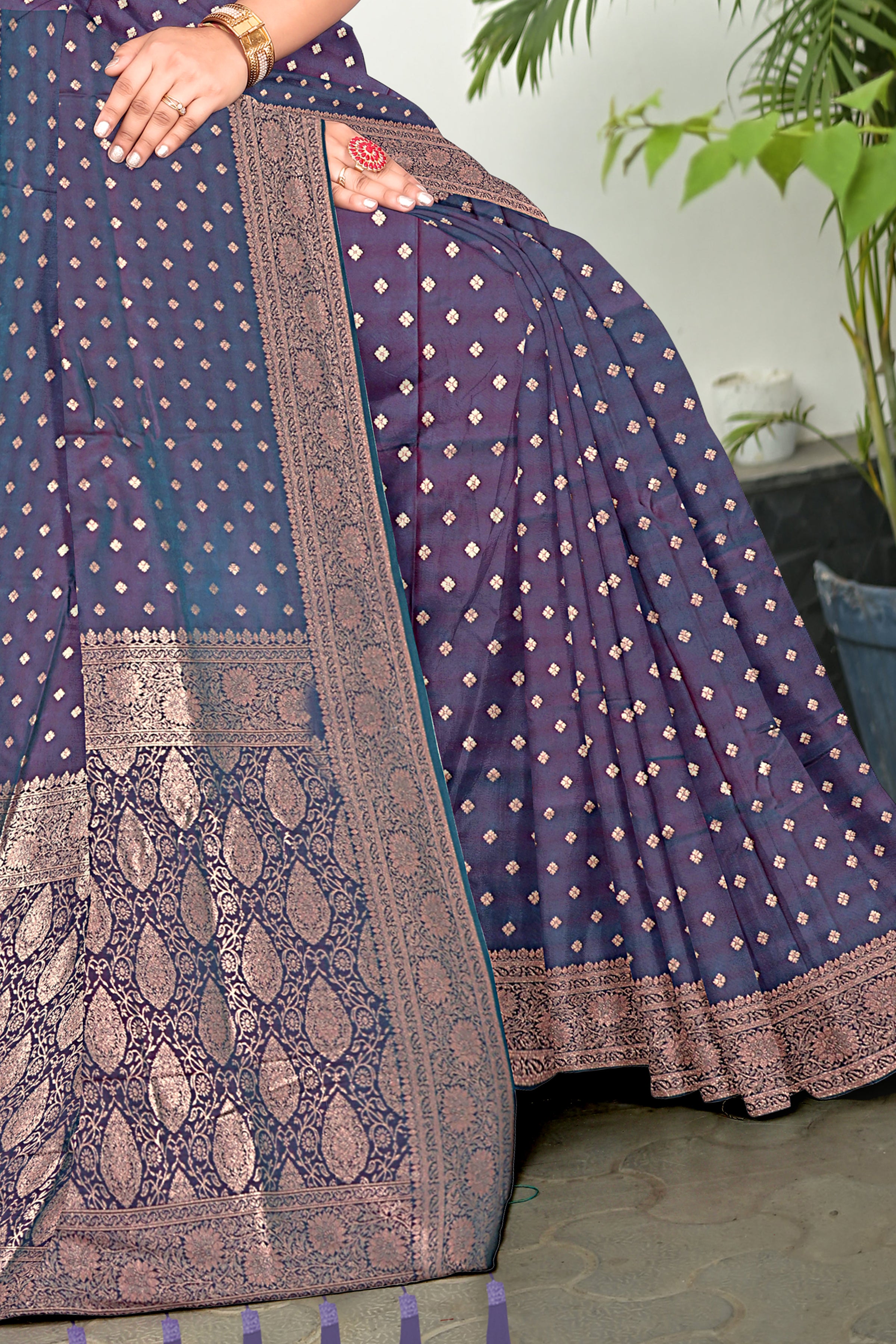 Midnight Blue Banarasi Silk Saree