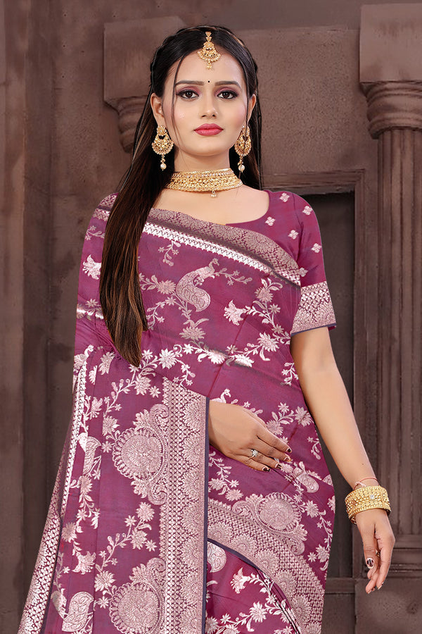 Mulberry Zari Banarasi Silk Saree