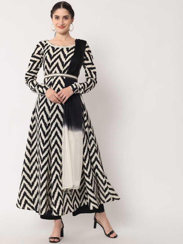 ZigZag Noir Anarkali Set