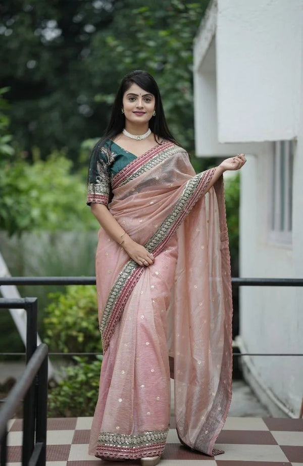 Blush Rose Banarasi Tissue Silk Saree