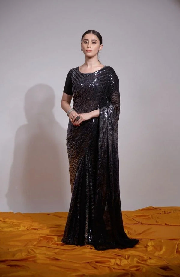 Noir Luxe Black Sequin Saree