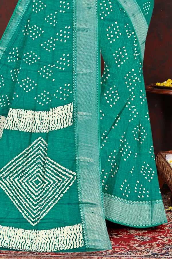 Green Bandhej Cotton Saree