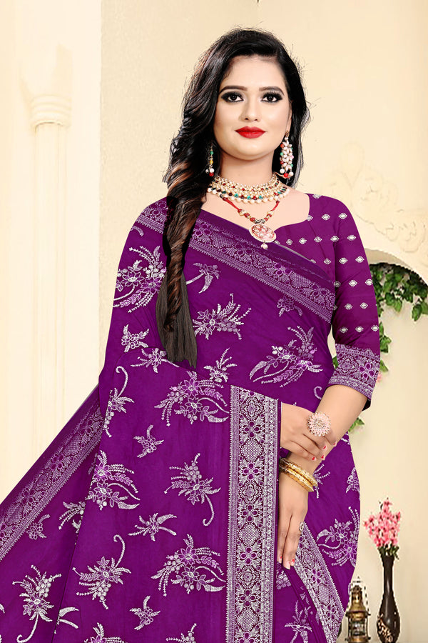 Velvet Orchid Banarasi Saree – Deep Magenta Purple