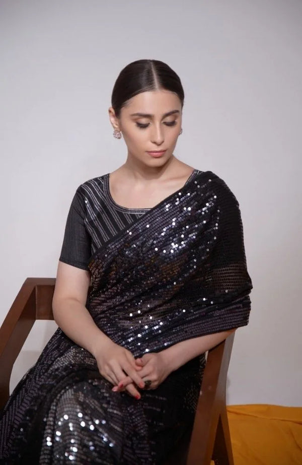 Noir Luxe Black Sequin Saree