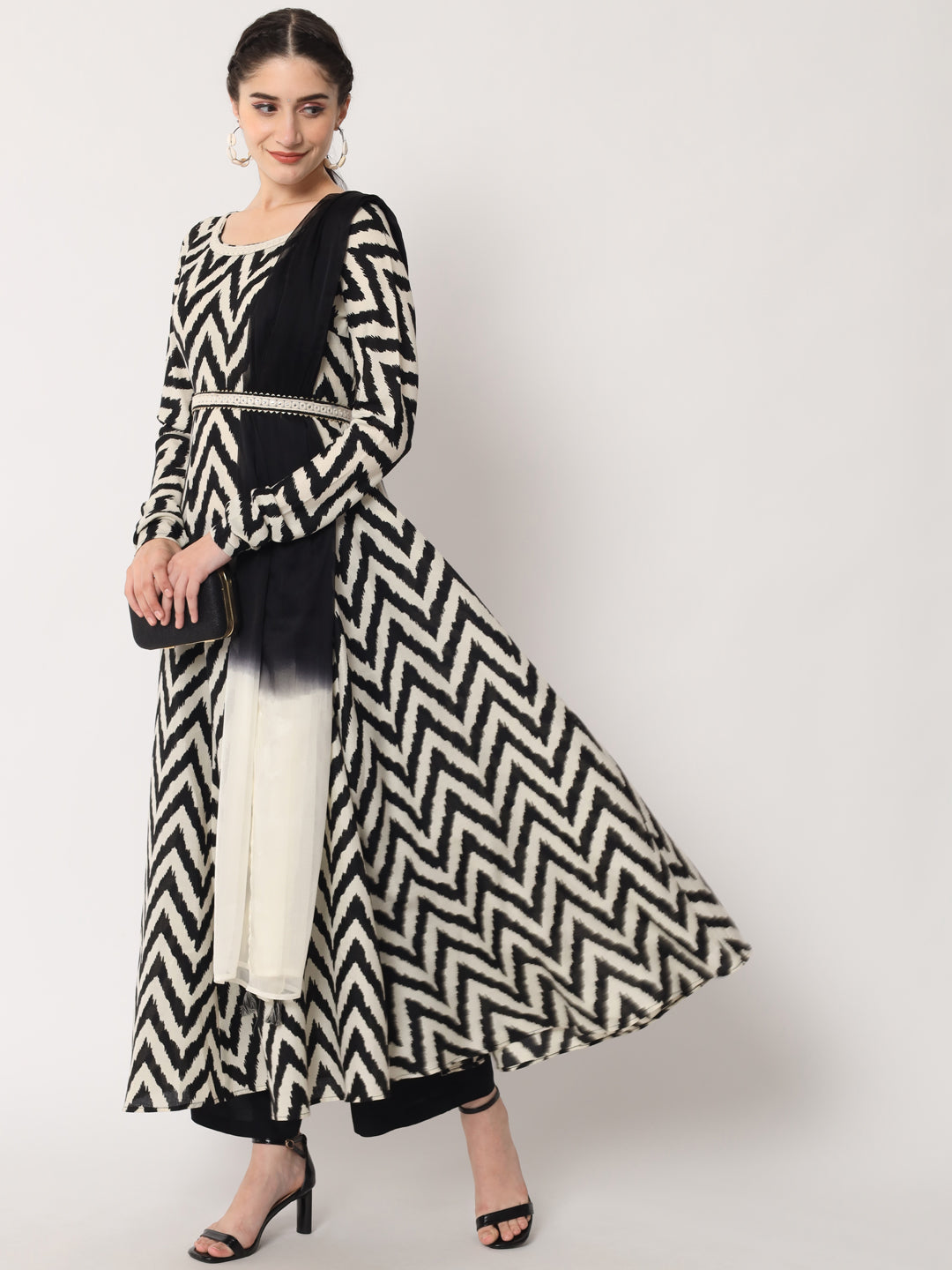 ZigZag Noir Anarkali Set