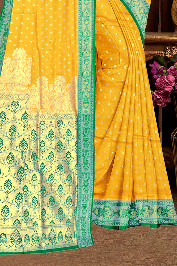 Yellow Banarasi Silk Saree