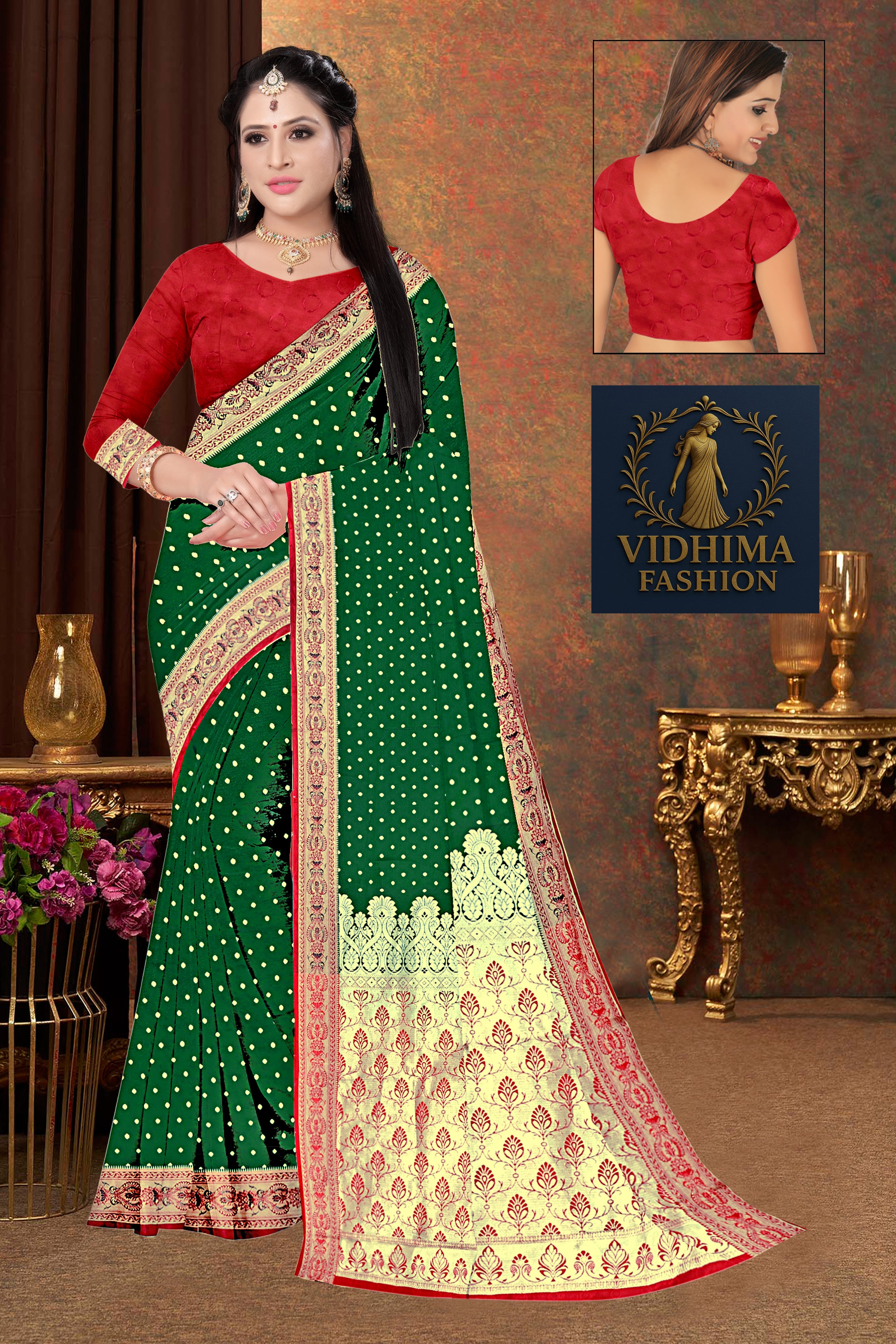Green Banarasi Silk Saree