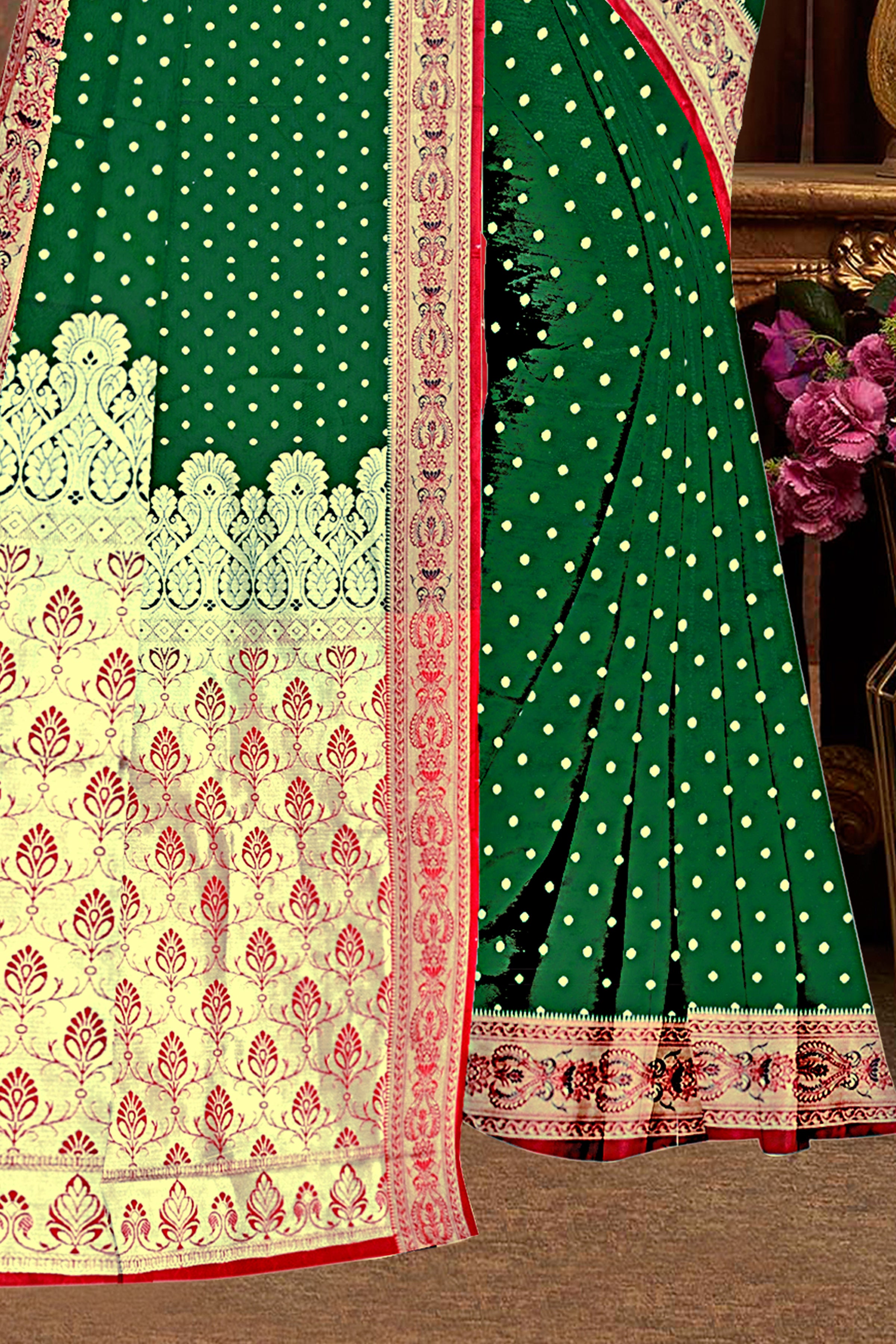 Green Banarasi Silk Saree