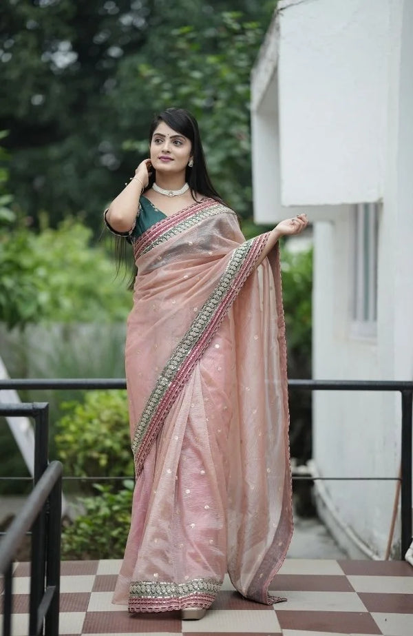 Blush Rose Banarasi Tissue Silk Saree