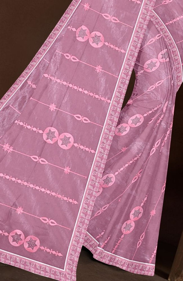 Mauve Tissue Organza Fancy Saree with Siroski Work