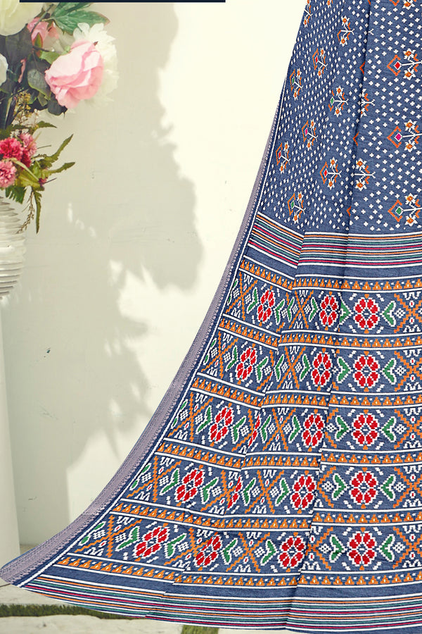 Indigo Blue Bandhani Cotton Saree