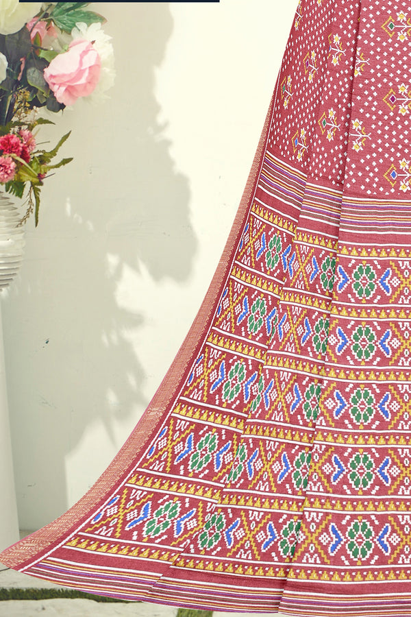 Maroon Bandhani Cotton Saree