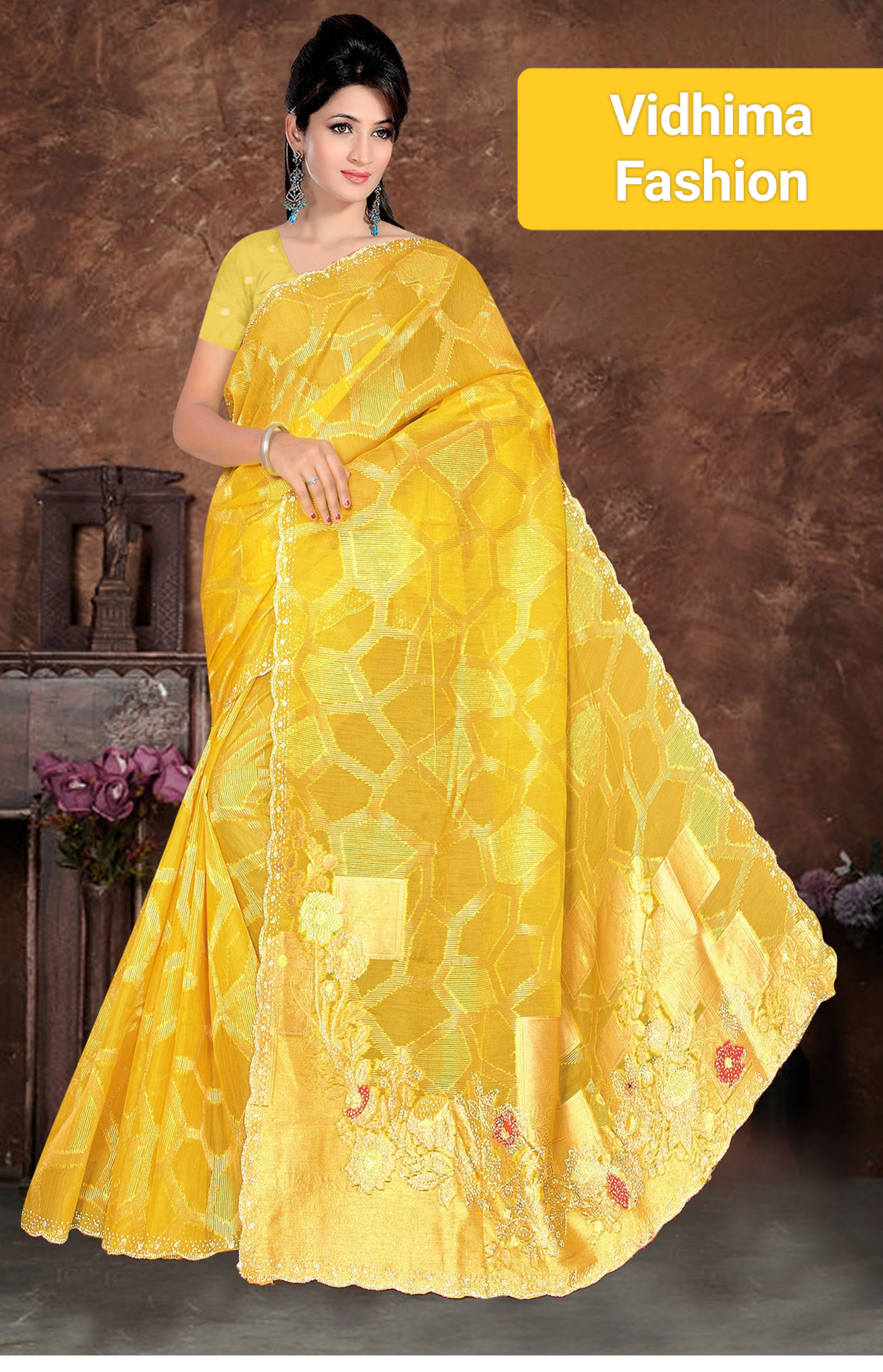 Sunshine Yellow Banarasi Silk Saree