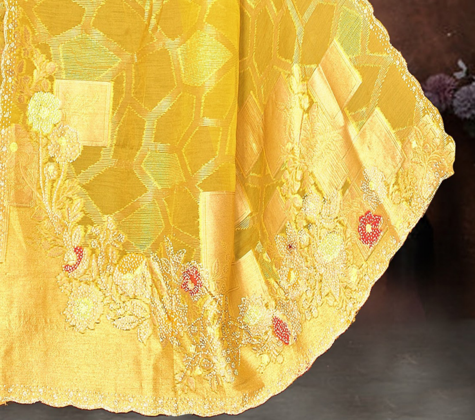 Sunshine Yellow Banarasi Silk Saree