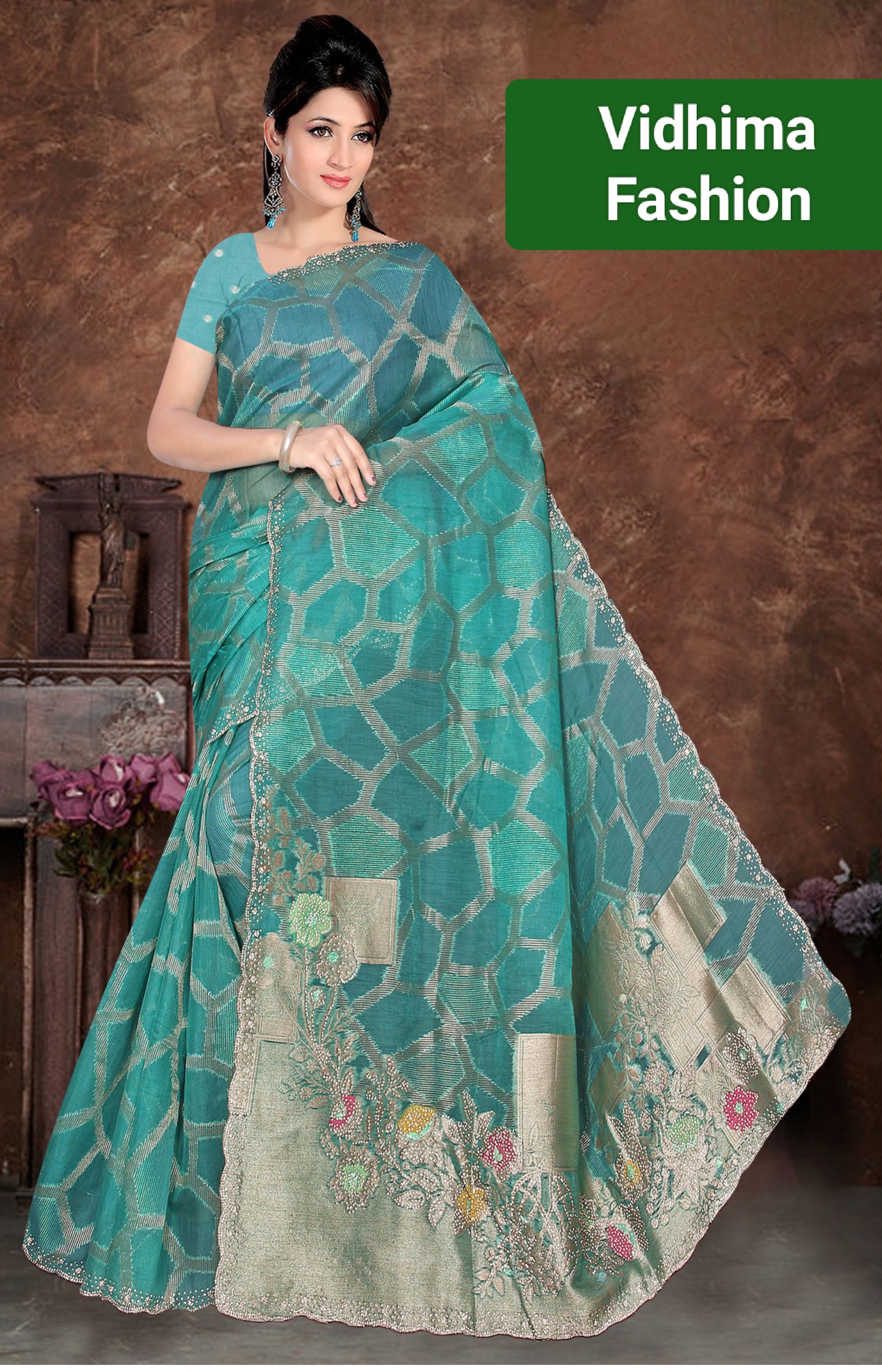 Mint Green Banarasi Silk Saree