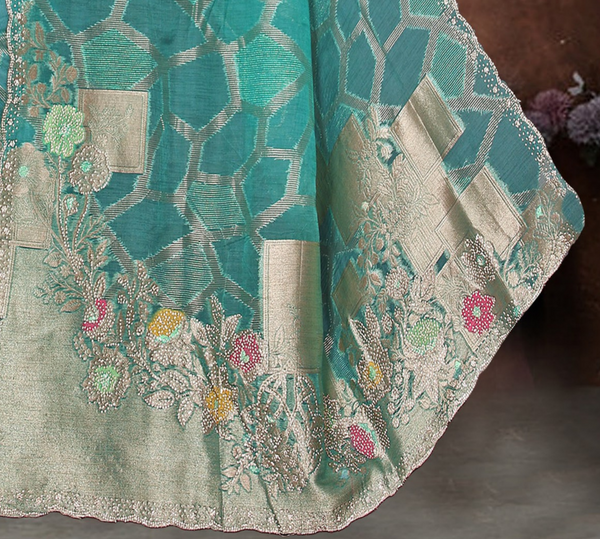 Mint Green Banarasi Silk Saree