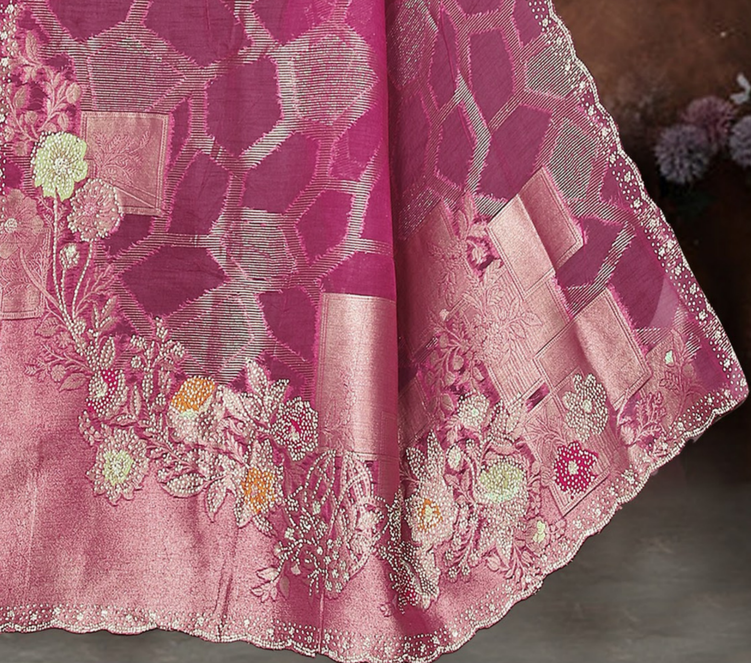 Magenta Banarasi Silk Saree
