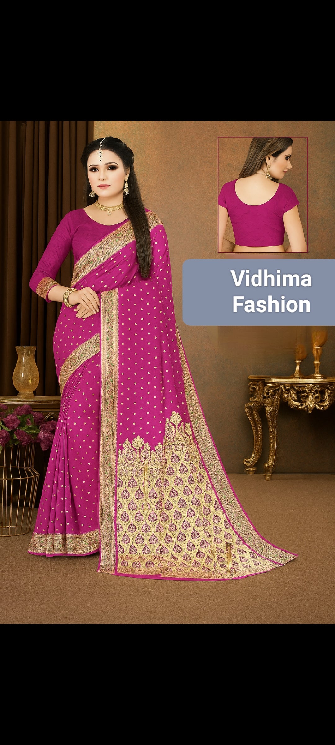 Magenta Gold Zari Banarasi Silk Saree