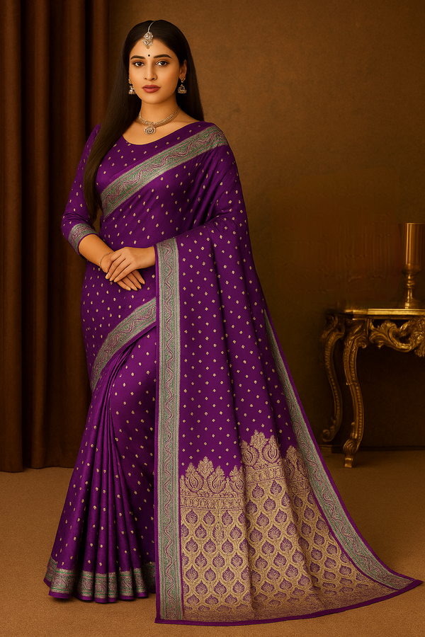 Royal Purple Gold Zari Banarasi Silk Saree