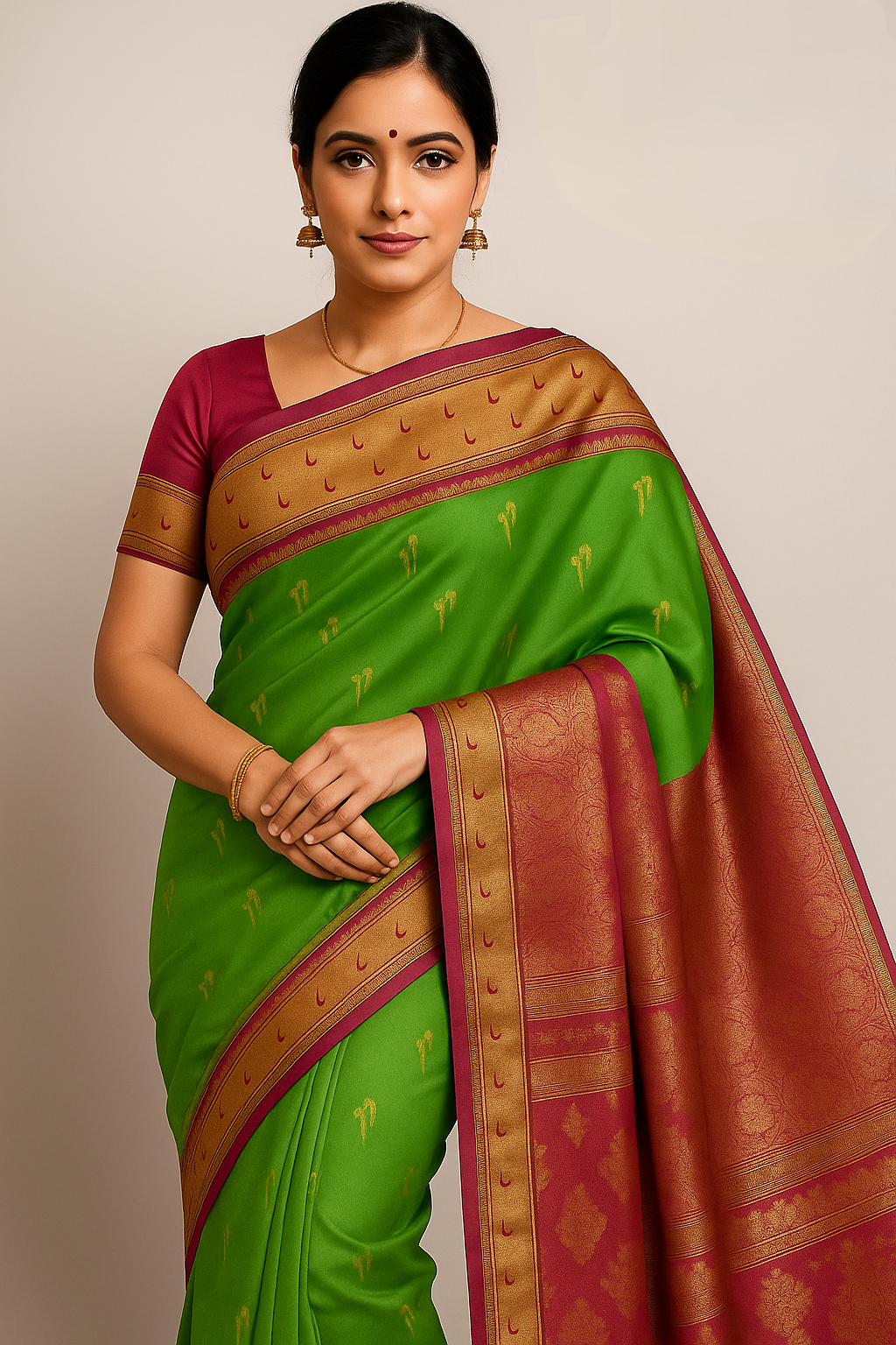 Green Maroon Paithani Silk Saree