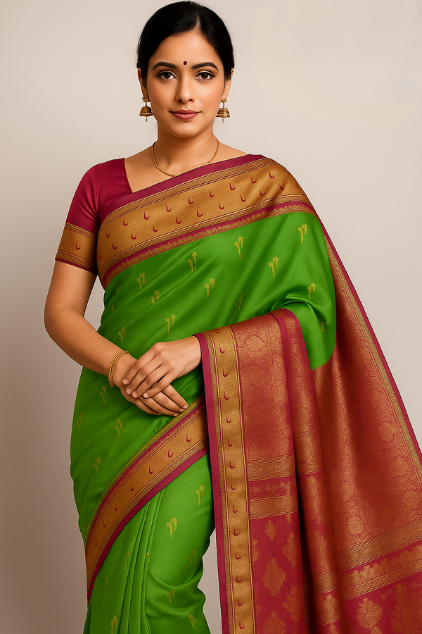 Green Maroon Paithani Silk Saree