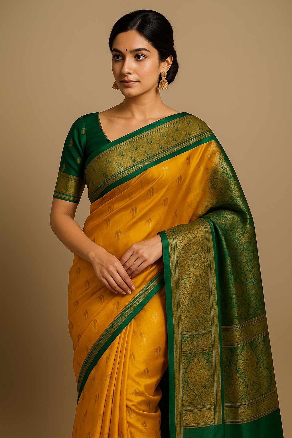 Mustard Yellow Paithani Silk Saree
