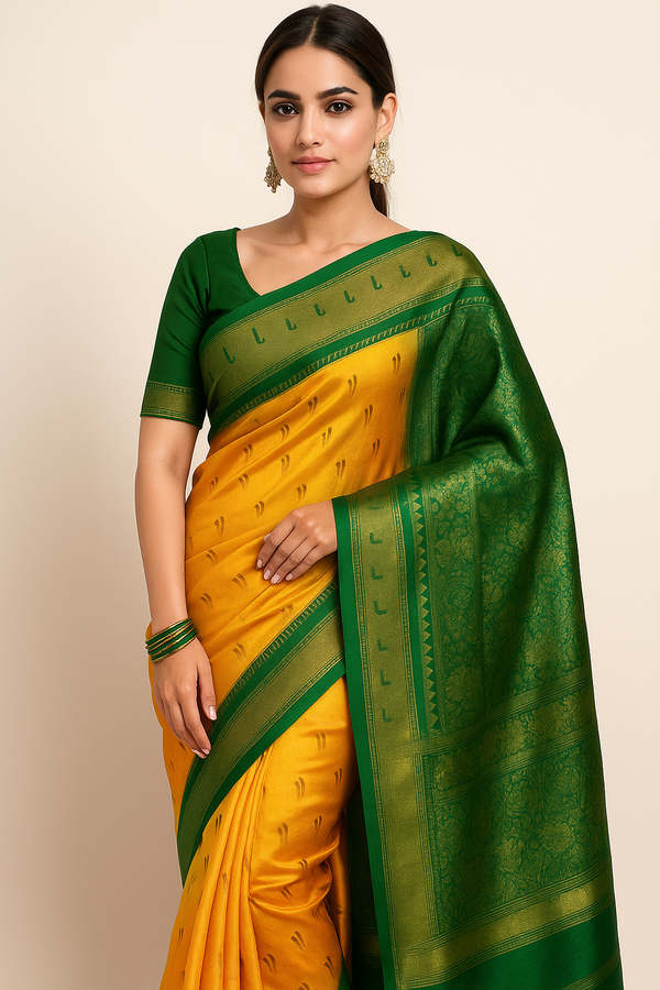 Sunshine Yellow Paithani Silk Saree