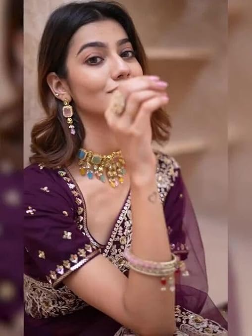 Royal Amethyst – Velvet Touch Net Saree with Zari Embroidery