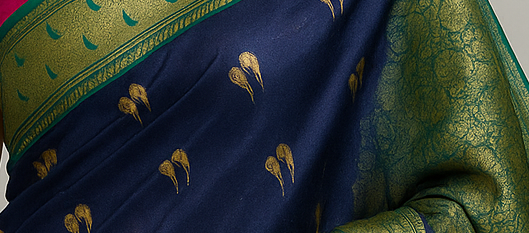 Royal Navy Blue Paithani Silk Saree