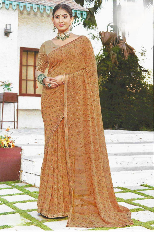 Sand Gold Chiffon Saree