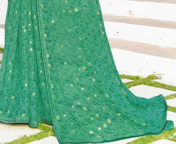 Emerald Green Chiffon Saree