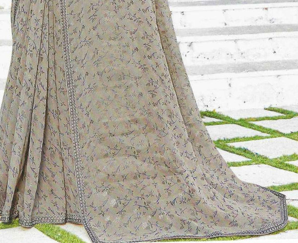 Ash Grey Chiffon Saree