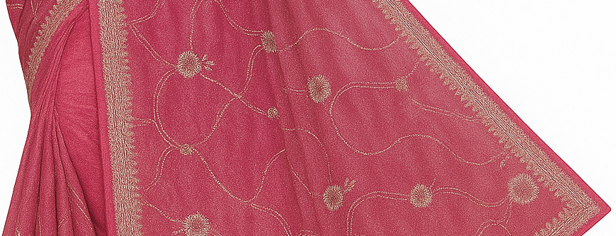 Rani Pink Embroidered Organza Saree