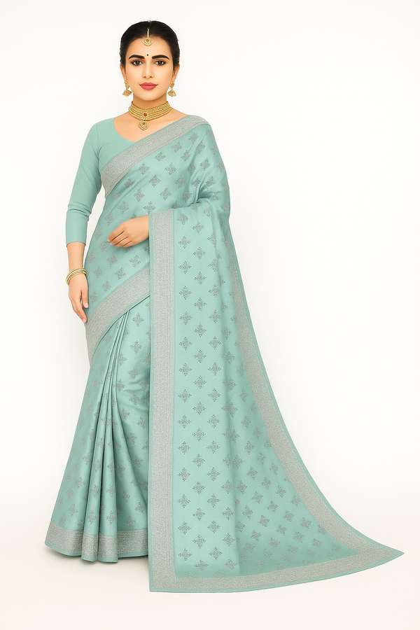 Mint Green Silver Zari Woven Pure Silk Saree