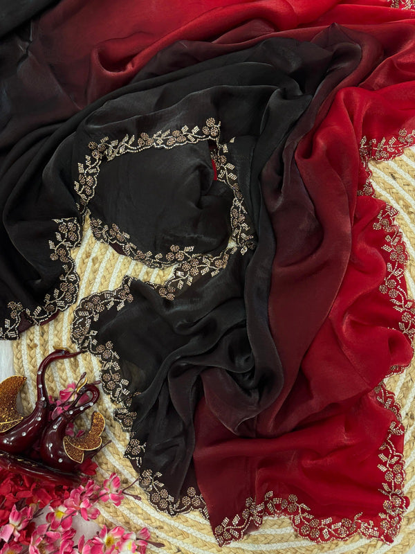 Divyaar Shaded Wine Black Saree Bollywood-inspired partywear saree