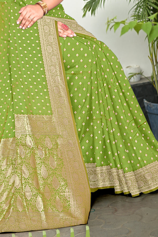 Mehendi Green Banarasi Silk Saree