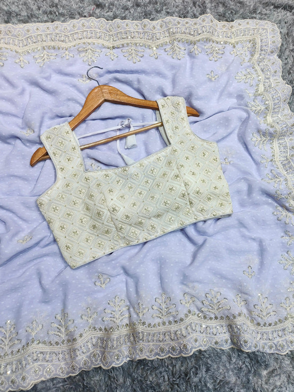 Noorika Soft Lavender Embroidered Bollywood-inspired partywear saree