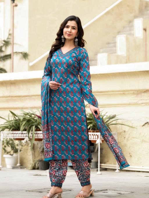 Blue Blossom Printed Kurta Set