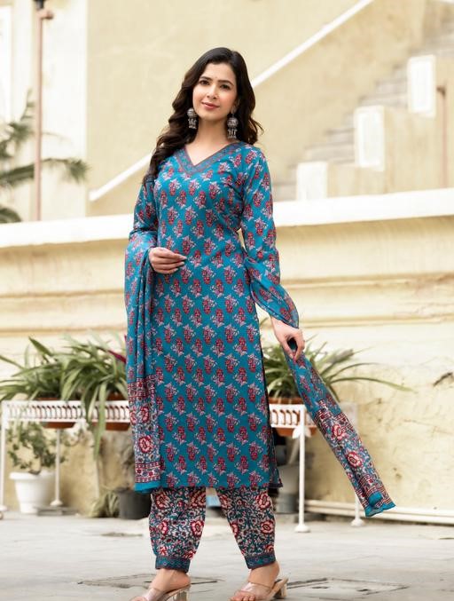 Blue Blossom Printed Kurta Set