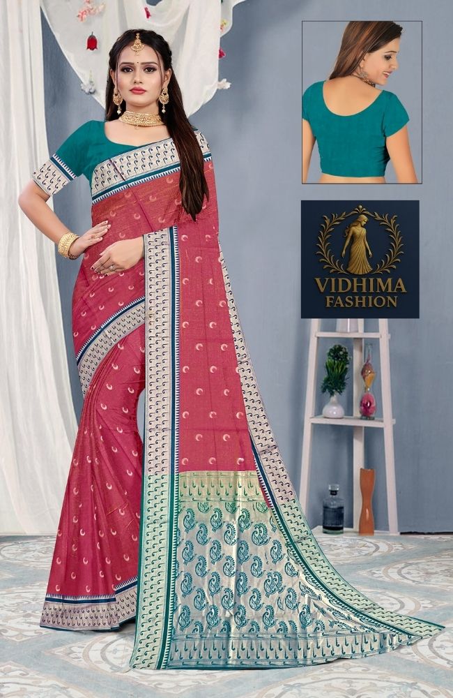 Pink Teal Paithani Silk Saree