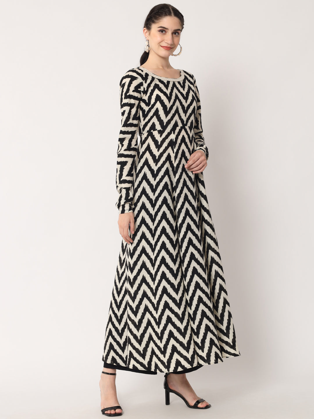 ZigZag Noir Anarkali Set