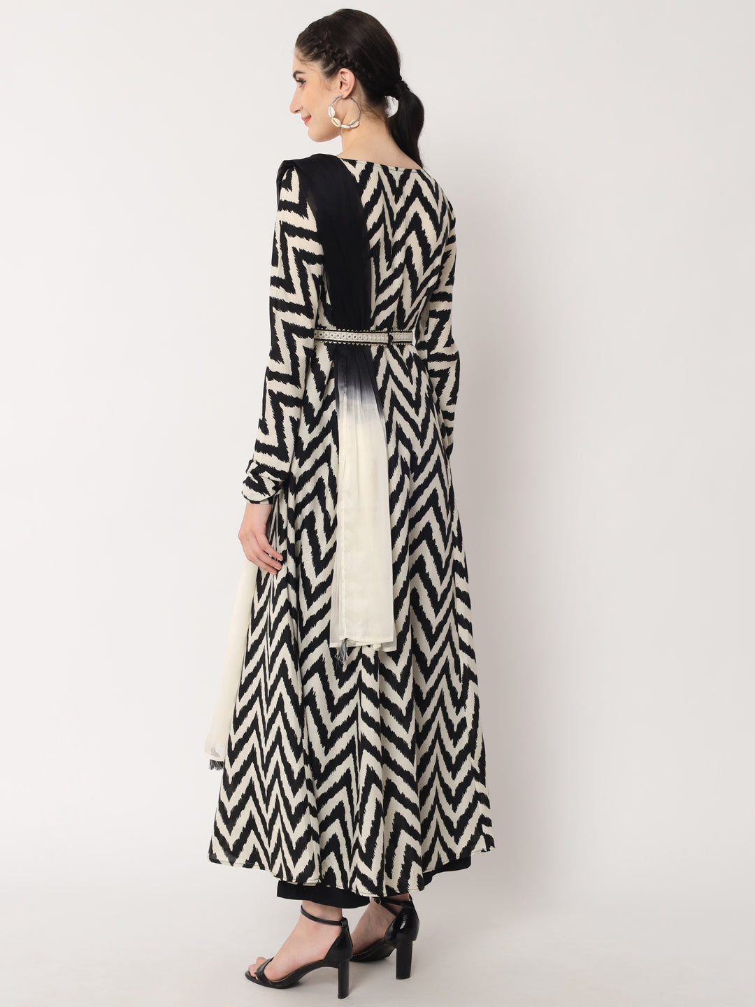 ZigZag Noir Anarkali Set