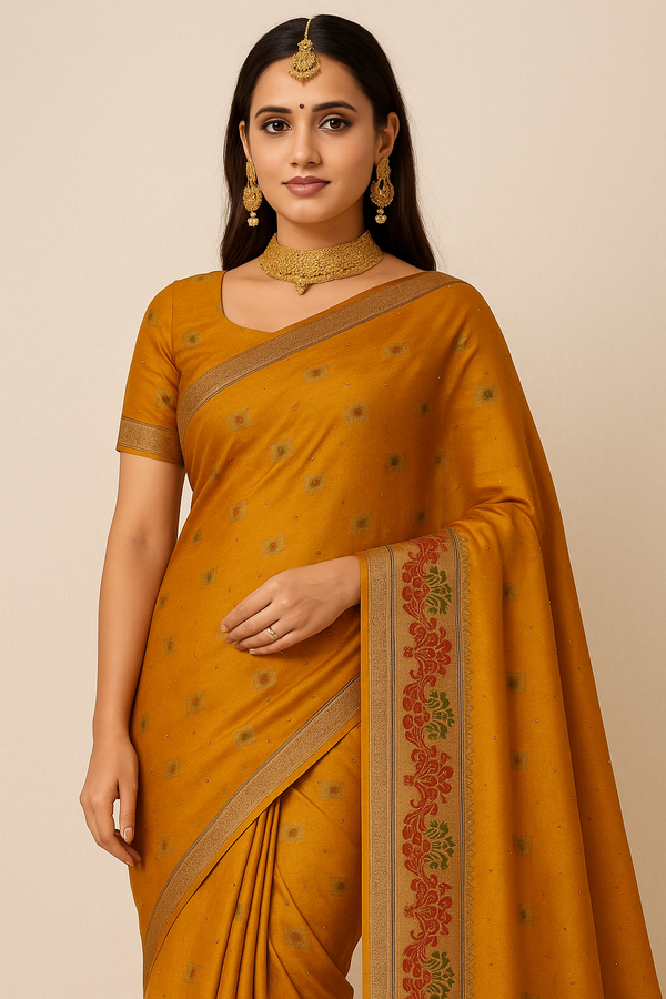Yellow Banarasi Silk saree